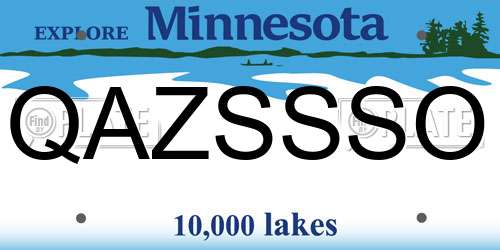 QAZSSSO Minnesota License Plate
