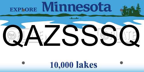 QAZSSSQ Minnesota License Plate