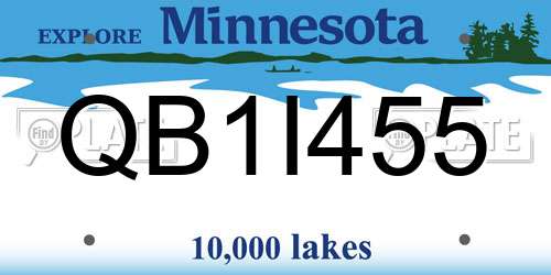 QB1I455 Minnesota License Plate