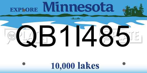 QB1I485 Minnesota License Plate