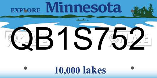QB1S752 Minnesota License Plate