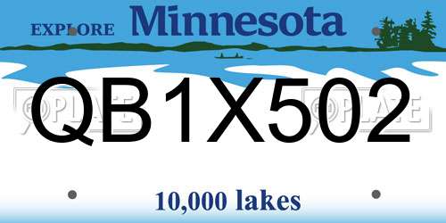 QB1X502 Minnesota License Plate