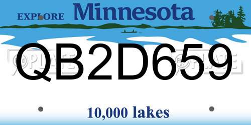 QB2D659 Minnesota License Plate