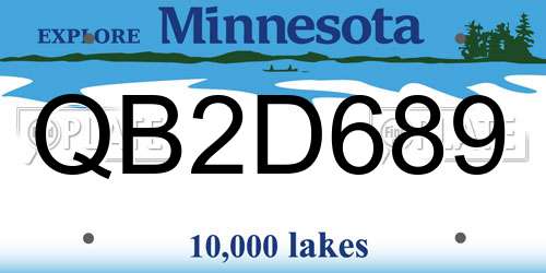 QB2D689 Minnesota License Plate