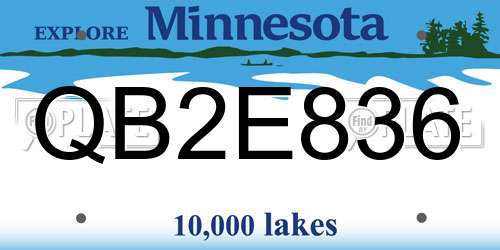 QB2E836 Minnesota License Plate