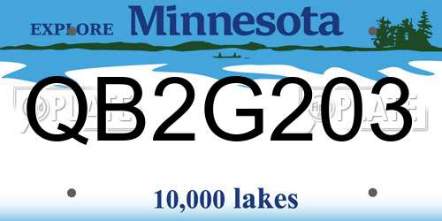 QB2G203 Minnesota License Plate