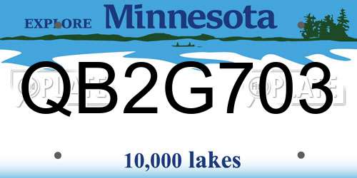 QB2G703 Minnesota License Plate