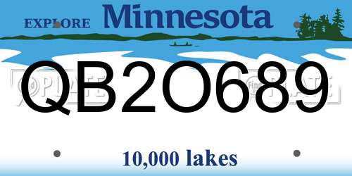 QB2O689 Minnesota License Plate