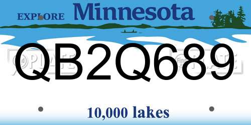 QB2Q689 Minnesota License Plate