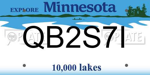 QB2S7I Minnesota License Plate