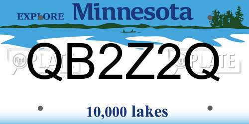 QB2Z2Q Minnesota License Plate