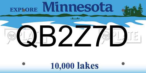QB2Z7D Minnesota License Plate
