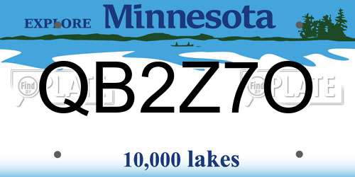 QB2Z7O Minnesota License Plate