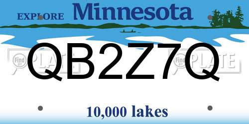 QB2Z7Q Minnesota License Plate