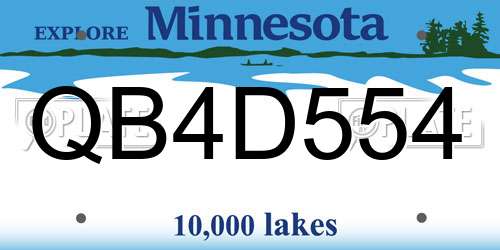 QB4D554 Minnesota License Plate