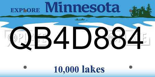 QB4D884 Minnesota License Plate