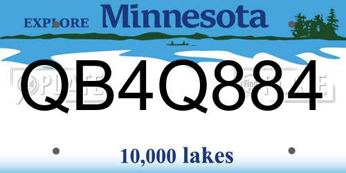 QB4Q884 Minnesota License Plate
