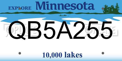 QB5A255 Minnesota License Plate