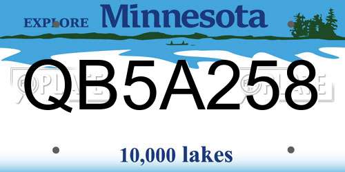 QB5A258 Minnesota License Plate