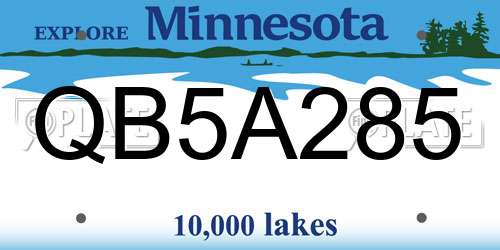 QB5A285 Minnesota License Plate