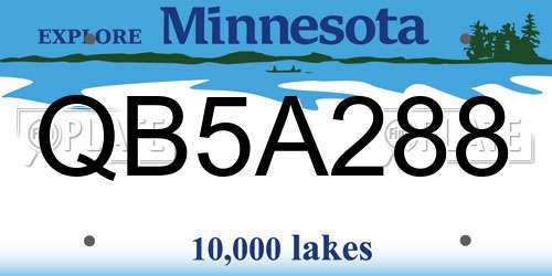 QB5A288 Minnesota License Plate