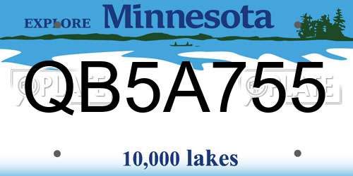 QB5A755 Minnesota License Plate