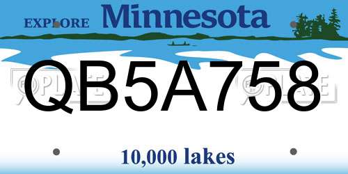 QB5A758 Minnesota License Plate