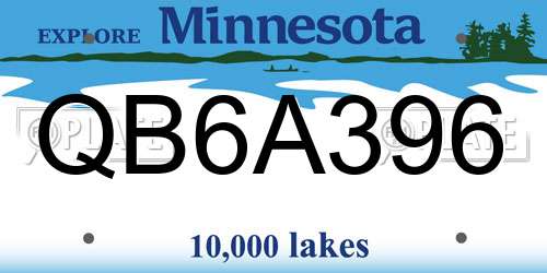 QB6A396 Minnesota License Plate