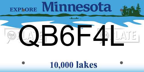 QB6F4L Minnesota License Plate