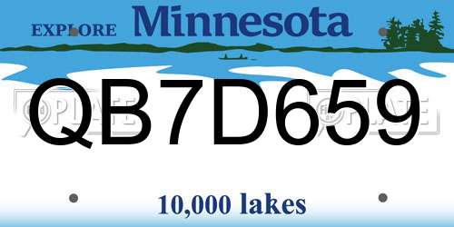 QB7D659 Minnesota License Plate