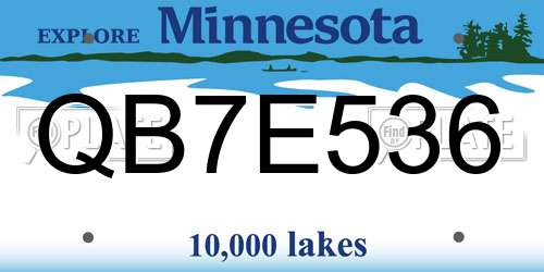 QB7E536 Minnesota License Plate