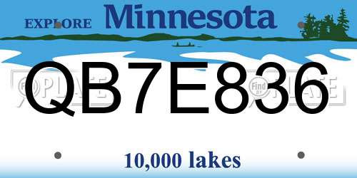 QB7E836 Minnesota License Plate