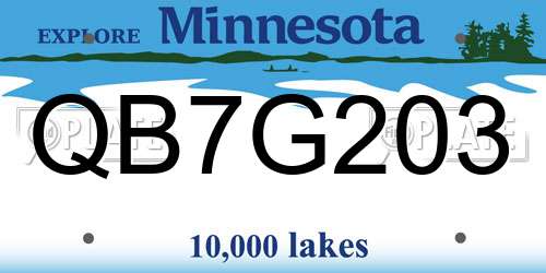 QB7G203 Minnesota License Plate
