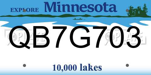 QB7G703 Minnesota License Plate