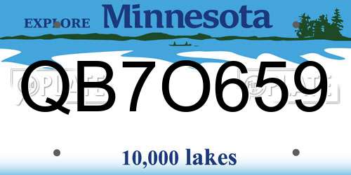 QB7O659 Minnesota License Plate