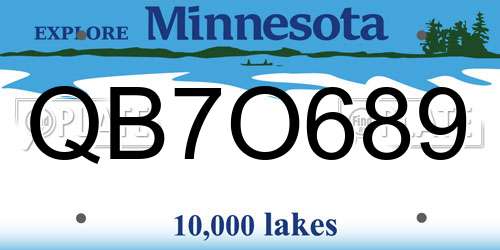 QB7O689 Minnesota License Plate
