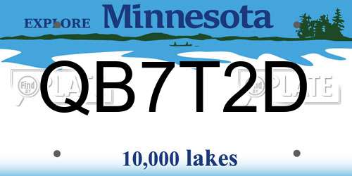 QB7T2D Minnesota License Plate