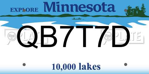 QB7T7D Minnesota License Plate