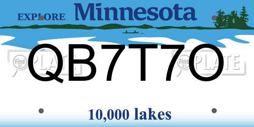 QB7T7O Minnesota License Plate