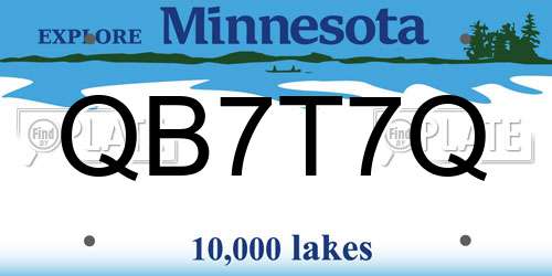 QB7T7Q Minnesota License Plate