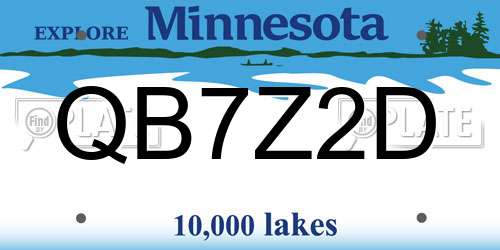 QB7Z2D Minnesota License Plate