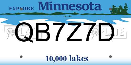 QB7Z7D Minnesota License Plate