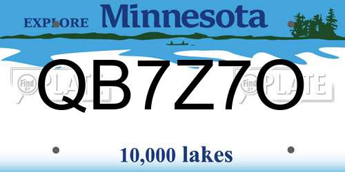 QB7Z7O Minnesota License Plate