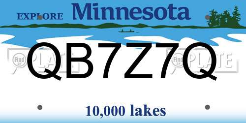 QB7Z7Q Minnesota License Plate