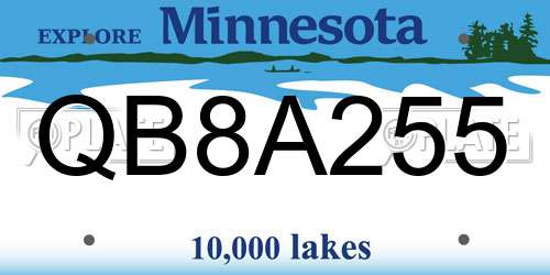 QB8A255 Minnesota License Plate