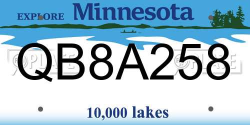 QB8A258 Minnesota License Plate