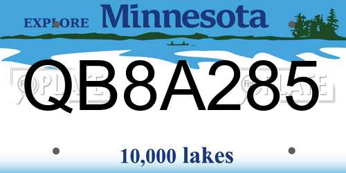 QB8A285 Minnesota License Plate