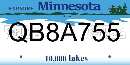 QB8A755 Minnesota License Plate