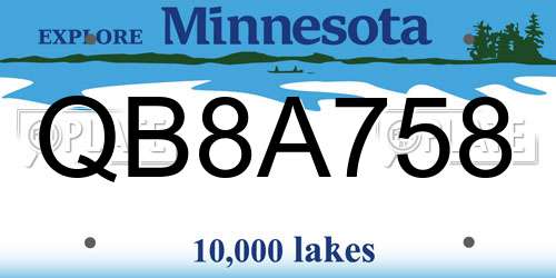 QB8A758 Minnesota License Plate