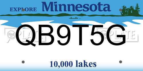 QB9T5G Minnesota License Plate